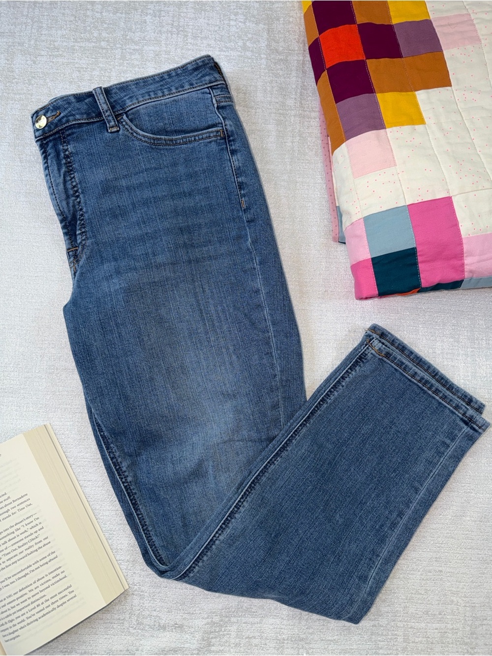 Jen7 by 7 For All Mankind Classic Mid-Blue Straight-Leg Jeans